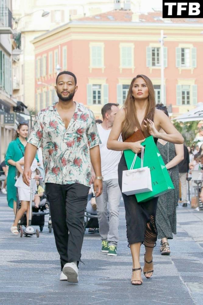 Chrissy Teigen Goes Braless Under a Very Sexy Sheer Black Dress in France - #12