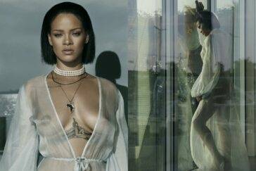 Rihanna Bikini Sheer Robe Nip Slip Photos Leaked - Barbados on solefans.net