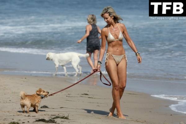 Lady Victoria Hervey Takes Her Norfolk Terrier D 19Artagnan For Beach Stroll in Malibu on solefans.net