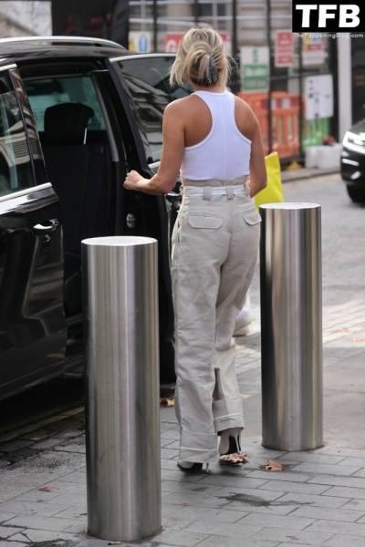 Ashley Roberts Leaves Little to the Imagination Stepping Out From Heart Radio Braless on solefans.net